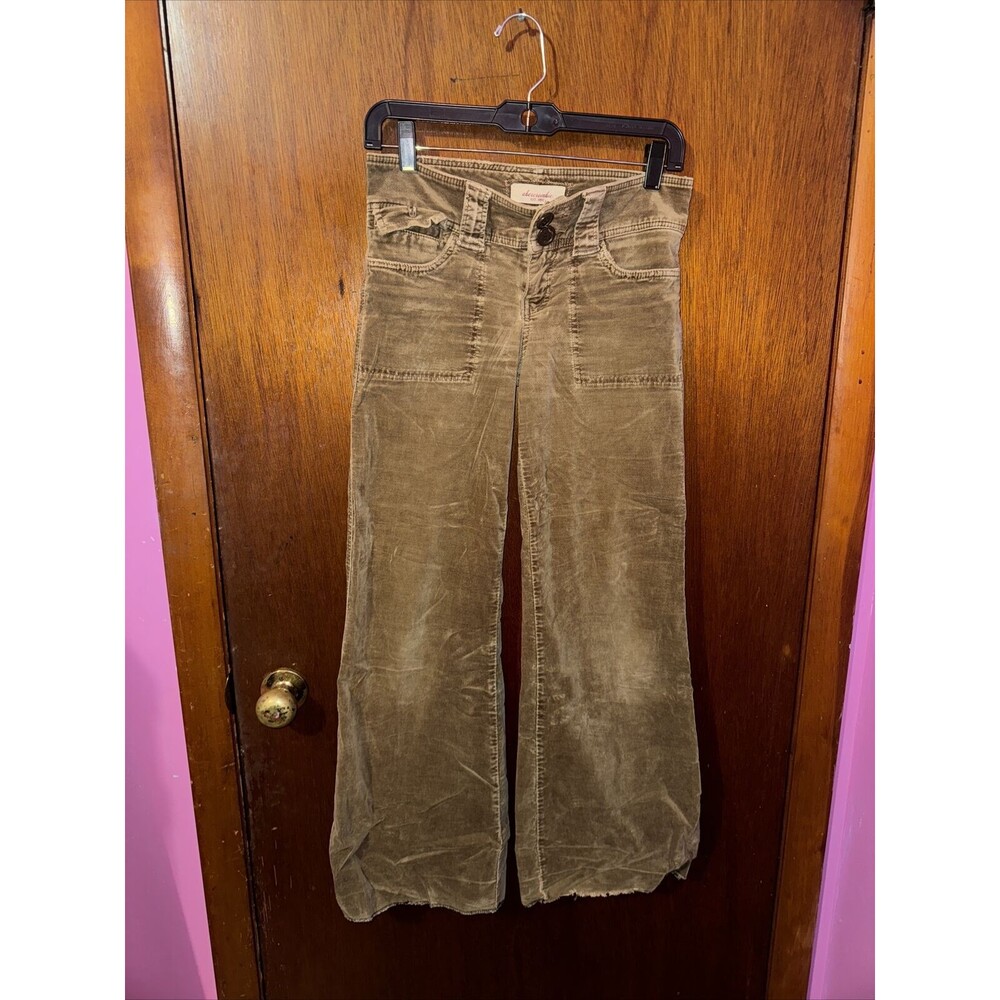 VTG Abercrombie Womens Brown Corduroy Jeans Size 14S Wide Leg Flare Y2K